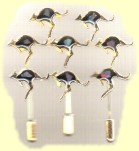Kangaroo hat and lapel pins with sliced Australian opals