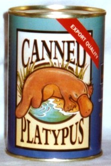 A perfect gag gift for Christmas - canned platypus toy