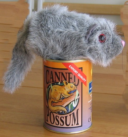 Canned  possum toy