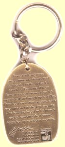 Brass chain key ring back view