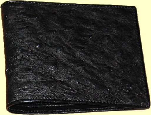 Ostrich Leather Black Wallet